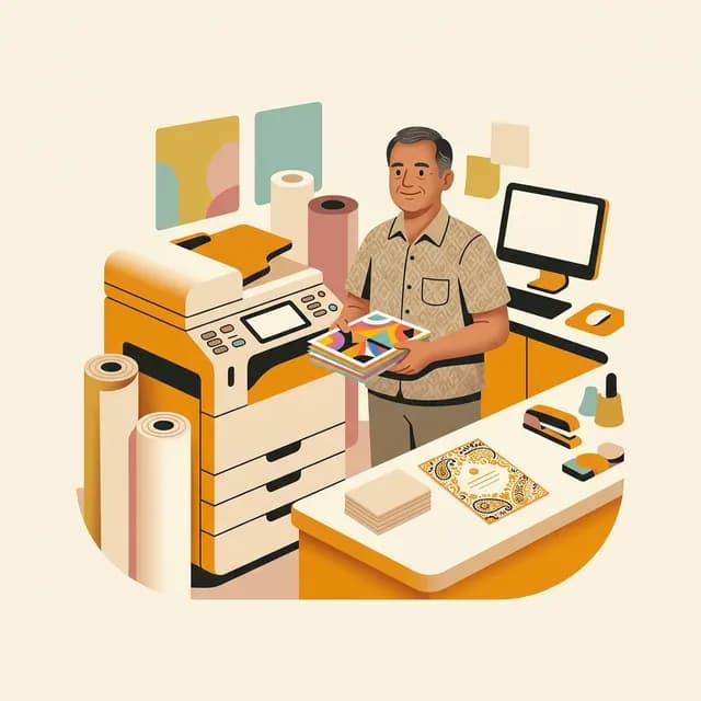 Illustration of print shops and presses billing with InDhanPay Books