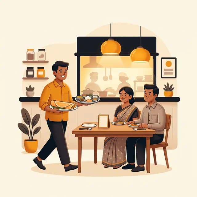 Illustration of restaurants and cafes billing with InDhanPay Books