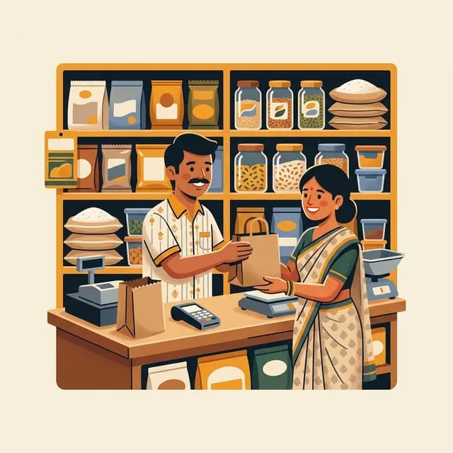 Illustration of retail and kirana stores billing with InDhanPay Books